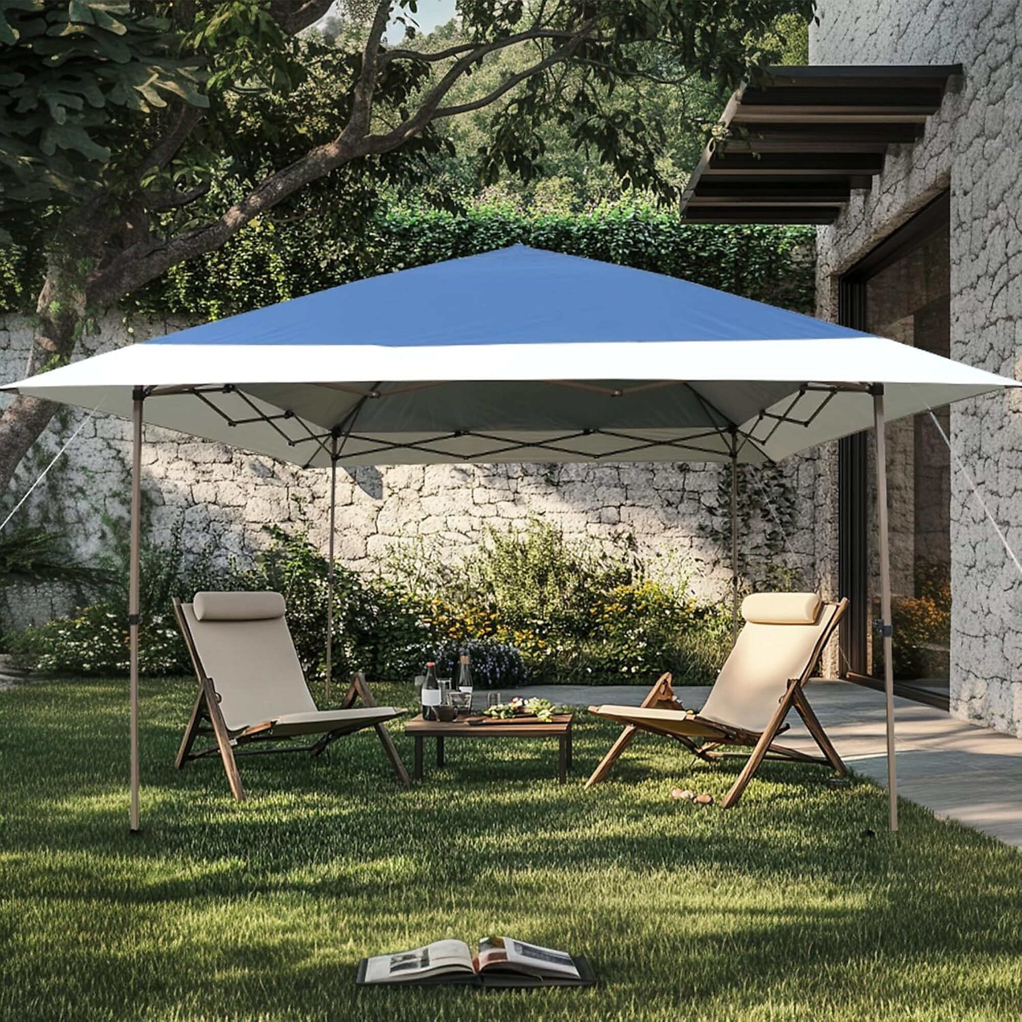 13x13Ft Easy Pop Up Canopy Tent, Portable Camping Gazebo Tent Shelter with One Push Setup, Wheeled Roller Carry Bag, Ideal for Patio, Camping, Picnic